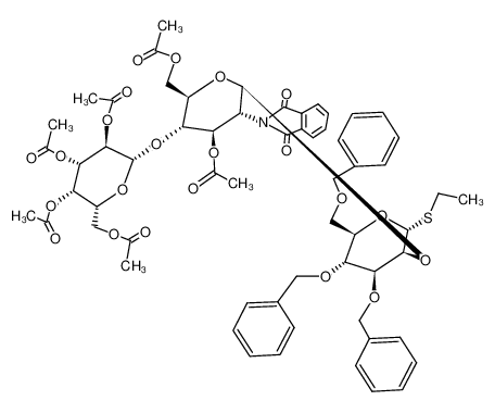 129750-28-3 spectrum, Ethylthio-O-(2,3,4,6-tetra-O-acetyl-β-D-galactopyranosyl)-(1->4)-O-(3,6-di-O-acetyl-2-desoxy-2-phthalimido-β-D-glucopyranosyl)-(1->2)-3,4,6-tri-O-benzyl-α-D-mannopyranosid