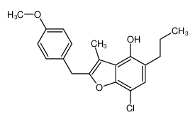 7-chloro-2-[(4-methoxyphenyl)methyl]-3-methyl-5-propyl-1-benzofuran-4-ol 102612-16-8