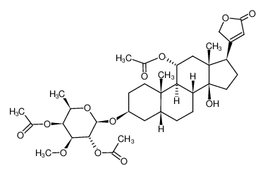 11α-acetoxy-3β-(O2,O4-diacetyl-O3-methyl-β-D-fucopyranosyloxy)-14-hydroxy-5β,14β-card-20(22)-enolide 125643-72-3