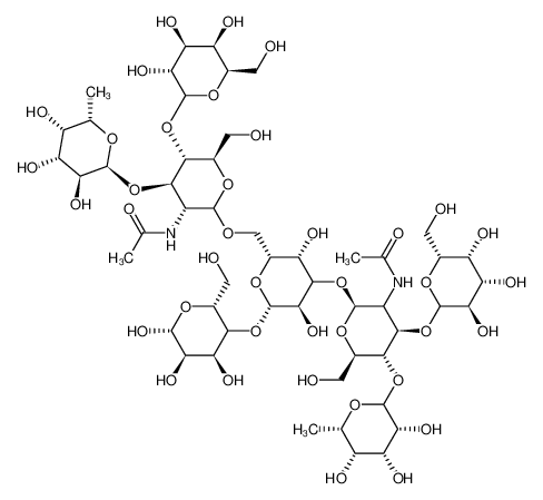 6-脱氧-alpha-L-吡喃半乳糖基-(1->3)-[beta-D-吡喃半乳糖基-(1->4)]-2-乙酰氨基-2-脱氧-beta-D-吡喃葡萄糖基-(1->6)-[6-脱氧-alpha-L-吡喃半乳糖基-(1->4)-[beta-D-吡喃半乳糖基-(1->3)]-2-乙酰基乙基酰胺基-2-脱氧-beta-D-吡喃葡萄糖基-(1->3)]-beta-D-吡喃半乳糖基-(1->4)-D-吡喃葡萄糖