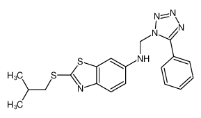 2-(2-methylpropylsulfanyl)-N-[(5-phenyltetrazol-1-yl)methyl]-1,3-benzothiazol-6-amine 82746-83-6