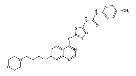 1-{5-[7-(3-morpholinopropoxy)quinazolin-4-ylthio][1,3,4]thiadiazol-2-yl}-3-p-tolylurea 1370256-78-2