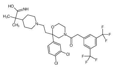 2-[1-[2-[4-[2-[3,5-bis(trifluoromethyl)phenyl]acetyl]-2-(3,4-dichlorophenyl)morpholin-2-yl]ethyl]piperidin-4-yl]-2-methylpropanamide 537034-22-3