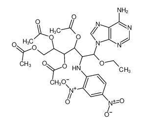 6-(6-amino-9H-purin-9-yl)-5-((2,4-dinitrophenyl)amino)-6-ethoxyhexane-1,2,3,4-tetrayl tetraacetate 3702-91-8