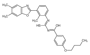 4-butoxy-N-[[3-(5,6-dimethyl-1,3-benzoxazol-2-yl)-2-methylphenyl]carbamothioyl]benzamide 590397-26-5