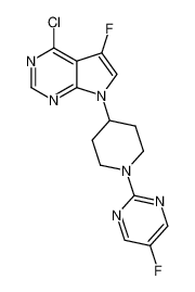 4-chloro-5-fluoro-7-[1-(5-fluoropyrimidin-2-yl)piperidin-4-yl]-7H-pyrrolo[2,3-d]pyrimidine 1236284-88-0