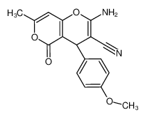 4H,5H-Pyrano[4,3-b]pyran-3-carbonitrile, 2-amino-4-(4-methoxyphenyl)-7-methyl-5-oxo- (en) 194282-76-3