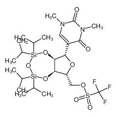 84829-02-7 ((5aR,6R,8S,8aS)-8-(1,3-dimethyl-2,4-dioxo-1,2,3,4-tetrahydropyrimidin-5-yl)-2,2,4,4-tetraisopropyltetrahydrofuro[3,4-f][1,3,5,2,4]trioxadisilepin-6-yl)methyl trifluoromethanesulfonate