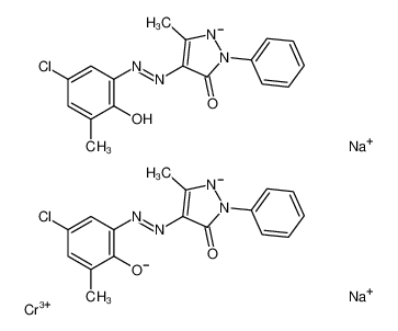 chromic, disodium, 4-chloro-2-methyl-6-(3-methyl-5-oxo-1-phenyl-p yrazol-2-id-4-yl)azo-phenolate, hydro 6408-26-0