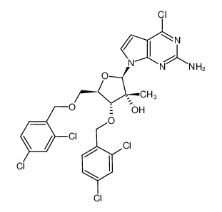 2-amino-4-chloro-7-[3,5-bis-O-(2,4-dichlorophenylmethyl)-2-C-methyl-β-D-ribofuranosyl]-7H-pyrrolo[2,3-d]pyrimidine 443642-39-5