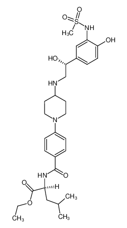 ethyl N-(4-{4-[((2R)-2-hydroxy-2-{4-hydroxy-3-[(methylsulfonyl)amino]phenyl}ethyl)amino]-1-piperidinyl}benzoyl)-L-leucinate 340756-99-2