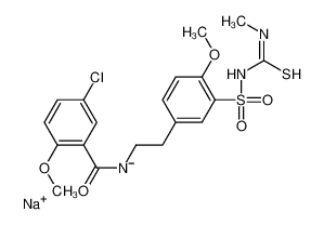 Sodium (5-chloro-2-methoxybenzoyl)(2-{4-methoxy-3-[(methylcarbamo thioyl)sulfamoyl]phenyl}ethyl)azanide