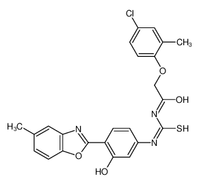 2-(4-Chloro-2-methylphenoxy)-N-{[3-hydroxy-4-(5-methyl-1,3-benzox azol-2-yl)phenyl]carbamothioyl}acetamide 593238-74-5