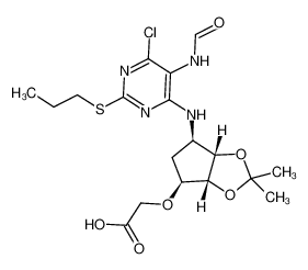 1402150-29-1 2-(((3aR,4S,6R,6aS)-6-((6-chloro-5-formamido-2-(propylthio)pyrimidin-4-yl)amino)-2,2-dimethyltetrahydro-3aH-cyclopenta[d][1,3]dioxol-4-yl)oxy)acetic acid