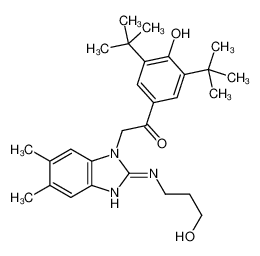 1-[3,5-二(1,1-二甲基乙基)-4-羟基苯基]-2-[2-[(3-羟基丙基)氨基]-5,6-二甲基-1H-苯并咪唑-1-基]-乙酮