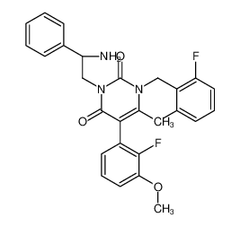 3-[(2R)-2-amino-2-phenylethyl]-1-[(2,6-difluorophenyl)methyl]-5-(2-fluoro-3-methoxyphenyl)-6-methylpyrimidine-2,4-dione 352290-60-9