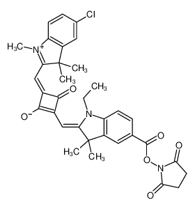 4-[(5-chloro-1,3,3-trimethylindol-1-ium-2-yl)methylidene]-2-[[5-(2,5-dioxopyrrolidin-1-yl)oxycarbonyl-1-ethyl-3,3-dimethylindol-2-ylidene]methyl]-3-oxocyclobuten-1-olate 154161-81-6