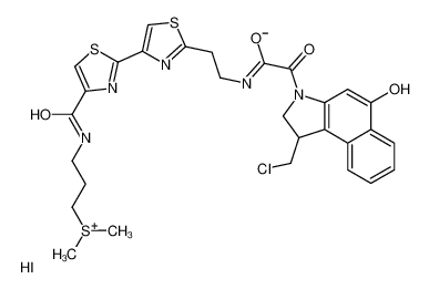 3-[[2-[2-[2-[[2-[1-(chloromethyl)-5-hydroxy-1,2-dihydrobenzo[e]indol-3-yl]-2-oxoacetyl]amino]ethyl]-1,3-thiazol-4-yl]-1,3-thiazole-4-carbonyl]amino]propyl-dimethylsulfanium,iodide 188637-89-0