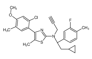 4-(2-chloro-4-methoxy-5-methylphenyl)-N-[(1S)-2-cyclopropyl-1-(3-fluoro-4-methylphenyl)ethyl]-5-methyl-N-prop-2-ynyl-1,3-thiazol-2-amine 752253-39-7