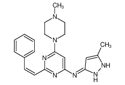 6-(4-methylpiperazin-1-yl)-N-(5-methyl-1H-pyrazol-3-yl)-2-[(E)-2-phenylethenyl]pyrimidin-4-amine 934353-76-1