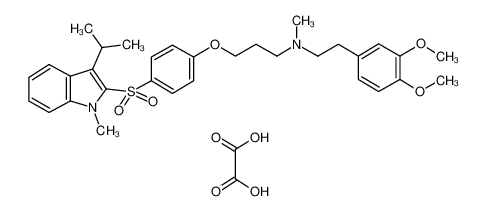 SR 33805 oxalate,3,4-Dimethoxy-N-methyl-N-[3-[4-[[1-methyl-3-(1-methylethyl)-1H-indol-2-yl]sulfonyl]phenoxy]propyl]benzeneethanamine 121346-32-5