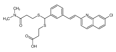 MK 571,3-[[[3-[(1E)-2-(7-Chloro-2-quinolinyl)ethenyl]phenyl][[3-(dimethylamino)-3-oxopropyl]thio]methyl]thio]propanoicacid 115104-28-4