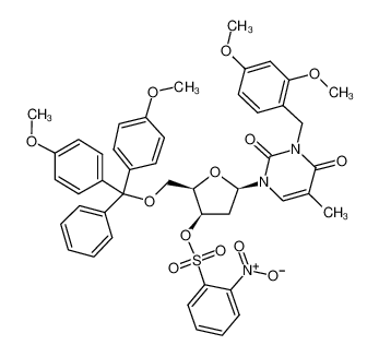 2,4(1H,3H)-PYRIMIDINEDIONE,1-[5-O-[BIS(4-METHOXYPHENYL)PHENYLMETHYL]-2-DEOXY-3-O-[(4-NITROPHENYL)SULFONYL]-β-D-THREO-PENTOFURANOSYL]-3-[(2,4-DIMETHOXYPHENYL)METHYL]-5-METHYL- 290371-75-4