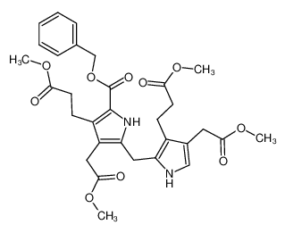 70988-59-9 spectrum, 3-(2-methoxycarbonyl-ethyl)-5-[3-(2-methoxycarbonyl-ethyl)-4-methoxycarbonylmethyl-pyrrol-2-ylmethyl]-4-methoxycarbonylmethyl-pyrrole-2-carboxylic acid benzyl ester