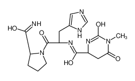 (4R)-N-[(2S)-1-[(2S)-2-carbamoylpyrrolidin-1-yl]-3-(1H-imidazol-5-yl)-1-oxopropan-2-yl]-1-methyl-2,6-dioxo-1,3-diazinane-4-carboxamide 128111-67-1