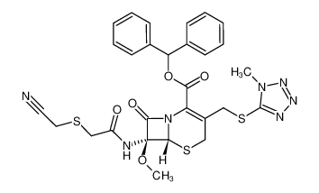 benzhydryl (6R,7S)-7-(2-((cyanomethyl)thio)acetamido)-7-methoxy-3-(((1-methyl-1H-tetrazol-5-yl)thio)methyl)-8-oxo-5-thia-1-azabicyclo[4.2.0]oct-2-ene-2-carboxylate 56796-19-1