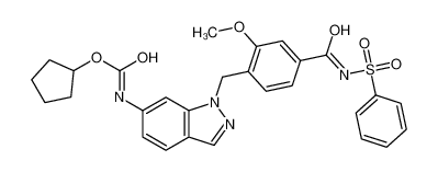 cyclopentyl N-[1-[[4-(benzenesulfonylcarbamoyl)-2-methoxyphenyl]methyl]indazol-6-yl]carbamate 104448-53-5