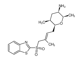 878673-31-5 (2'E,2''S,3''S,5''R,6''R)-2-{[4'-(5''-amino-3'',6''-dimethyltetrahydropyran-2''-yl)-2'-methylbut-2'-en-1'-yl]sulfonyl}-1,3-benzothiazole