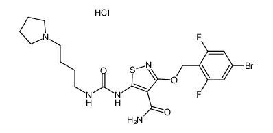 3-[(4-bromo-2,6-difluorophenyl)methoxy]-5-[[[[4-(1-pyrrolidinyl)butyl]amino]carbonyl]amino]-4-isothiazolecarboxamide hydrochloride 252003-71-7