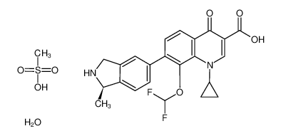 1-cyclopropyl-8-(difluoromethoxy)-7-[(1R)-1-methyl-2,3-dihydro-1H-isoindol-5-yl]-4-oxoquinoline-3-carboxylic acid,methanesulfonic acid,hydrate 223652-90-2