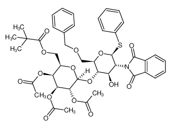 191331-64-3 2,2-Dimethyl-propionic acid (2R,3S,4S,5R,6S)-3,4,5-triacetoxy-6-[(2R,3S,4R,5R,6S)-2-benzyloxymethyl-5-(1,3-dioxo-1,3-dihydro-isoindol-2-yl)-4-hydroxy-6-phenylsulfanyl-tetrahydro-pyran-3-yloxy]-tetrahydro-pyran-2-ylmethyl ester