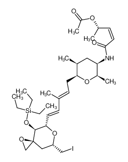 375393-79-6 Acetic acid (Z)-(S)-3-{(2R,3R,5S,6S)-6-[(2E,4E)-5-((3S,4S,5S,7S)-7-iodomethyl-4-triethylsilanyloxy-1,6-dioxa-spiro[2.5]oct-5-yl)-3-methyl-penta-2,4-dienyl]-2,5-dimethyl-tetrahydro-pyran-3-ylcarbamoyl}-1-methyl-allyl ester