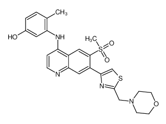 4-Methyl-3-({6-(methylsulfonyl)-7-[2-(4-morpholinylmethyl)-1,3-th iazol-4-yl]-4-quinolinyl}amino)phenol 955879-81-9