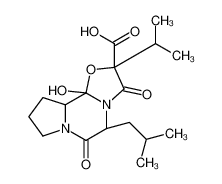 10b-hydroxy-5-isobutyl-2-isopropyl-3,6-dioxo-octahydro-oxazolo[3,2-a]pyrrolo[2,1-c]pyrazine-2-carboxylic acid 24177-07-9