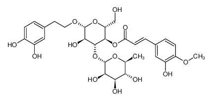 2-(3,4-二羟基苯基)乙基3-O-(6-脱氧-alpha-L-甘露糖基)-4-O-[(2E)-3-(4-羟基-3-甲氧基苯基)-2-丙烯酰基]-beta-D-吡喃葡萄糖苷