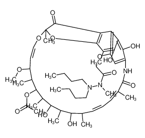 Acetic acid, [[1,2-dihydro-5,6,17,19,21-pentahydroxy-23-methoxy-2,4,12,16,18,20,22-heptamethyl-1,11-dioxo-2,7-(epoxypentadeca[1,11,13]trienimino)naphtho[2,1-b]furan-9-yl]oxy]-, 21-acetate, 2,2-dibutyl-1-methylhydrazide