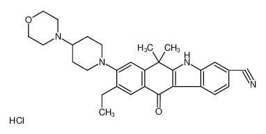 9-乙基-6,11-二氢-6,6-二甲基-8-[4-(4-吗啉基)-1-哌啶基]-11-氧代-5H-苯并[b]咔唑-3-甲腈盐酸盐