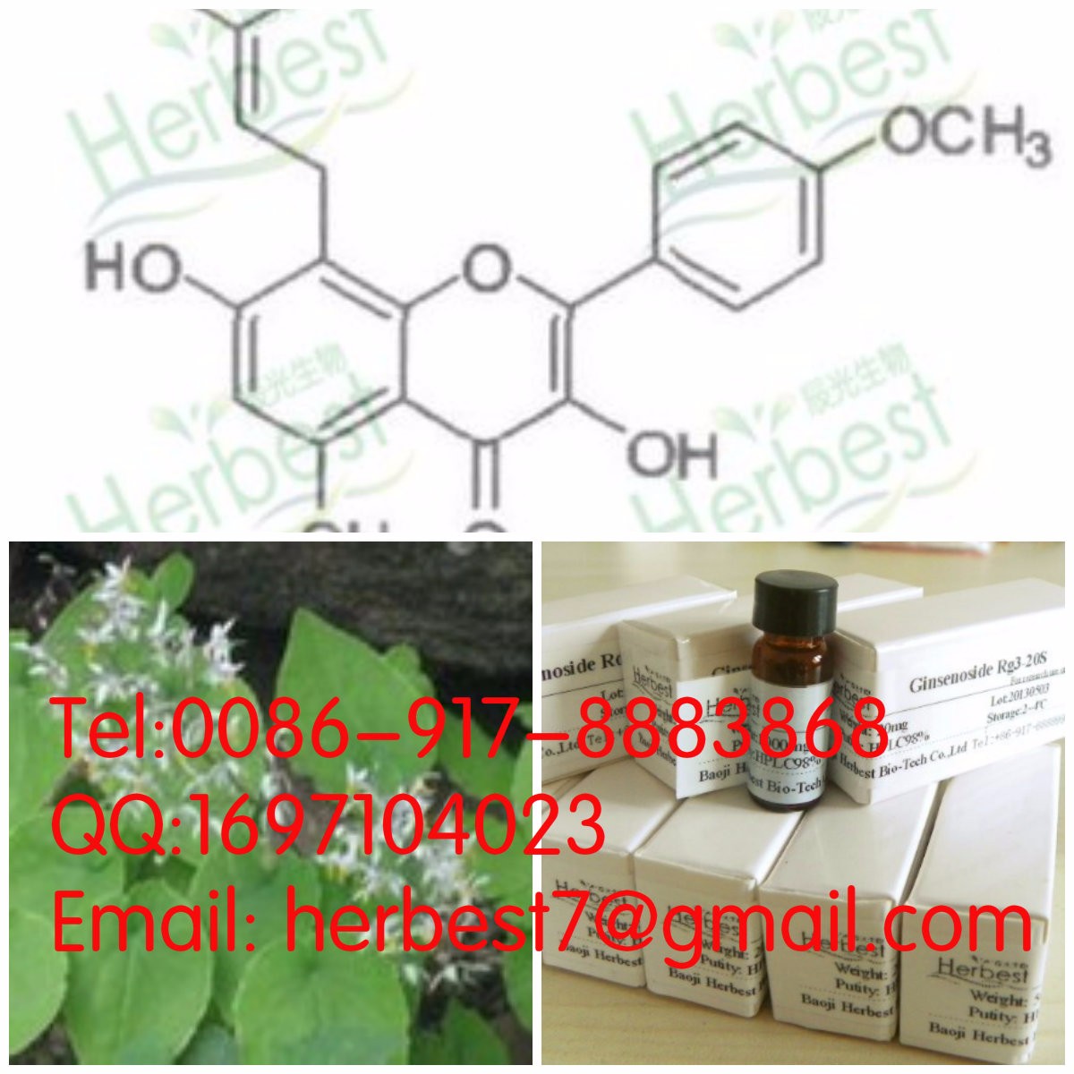 3,5,7-trihydroxy-2-(4-methoxyphenyl)-8-(3-methylbut-2-enyl)chromen-4-one 98%