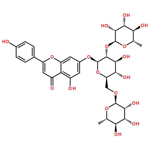 5-Hydroxy-2-(4-hydroxyphenyl)-4-oxo-4H-chromen-7-yl 6-deoxy--L-mannopyranosyl-(1->2)-[6-deoxy--L-mannopyranosyl-(1->6)]--D-glucopyranoside 98%