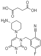 2-[[6-[(3R)-3-aminopiperidin-1-yl]-3-methyl-2,4-dioxopyrimidin-1-yl]methyl]-4-fluorobenzonitrile,butanedioic acid 99%